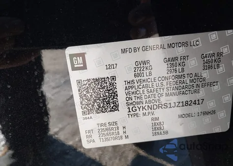 2018 Cadillac Xt5 Luxury z USA, uszkodzony, nr VIN 1GYKNDRS1JZ182417